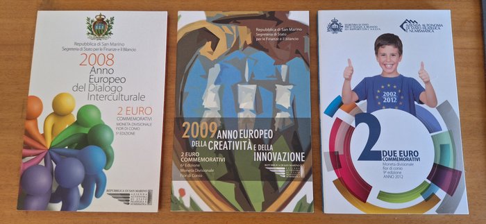 San Marino 2 Euro 2008/2012 (3 moedas)  (Ingen mindstepris)