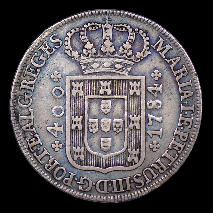 Portugal D Maria  D Pedro III (1777-1786) Cruzado Novo (480 Reis) 1784 - Coroa Baixa - Escassa