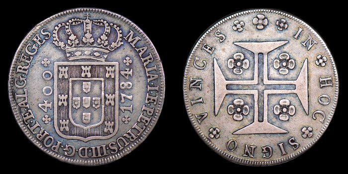 Portugal D Maria  D Pedro III (1777-1786) Cruzado Novo (480 Reis) 1784 - Coroa Baixa - Escassa