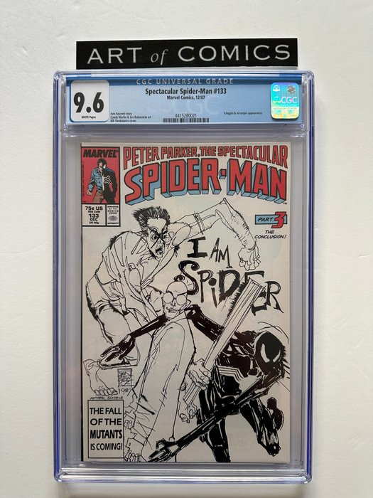 Peter Parker The Spectacular Spider-Man #133 - Kingpin, Arranger Appearance - CGC Graded 9.6 - Extremely High Grade! - White Pages! - 1 Graded comic - Første udgave - 1987