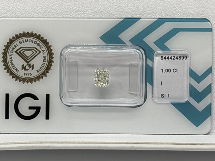 Ingen mindstepris - 1 pcs Diamant  (Natur)  - 1.00 ct - Radiant - I - SI1 - Istituto Gemmologico Italiano (IGI)