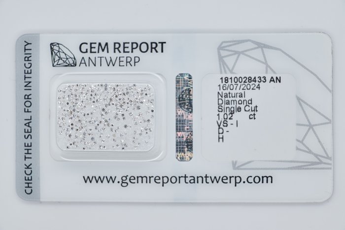 Ingen mindstepris - 1 pcs Diamant  (Natur)  - 1.02 ct - D (farveløs), H - I3, VS1 - Gem Report Antwerp (GRA) - Rund enkelt snit