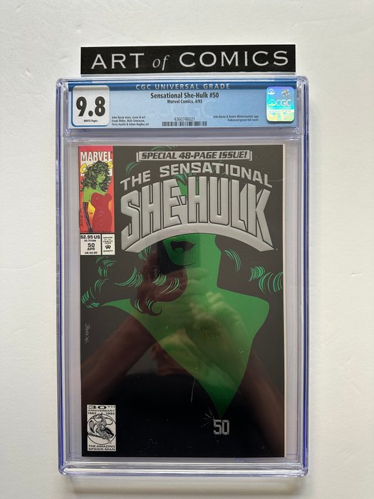 The Sensational She-Hulk #50 - Embossed Green Foil Cover - John Byrne Appearance - CGC Graded 9.8 - Extremely High Grade! - White Pages!! - 1 Graded comic - Første udgave - 1993