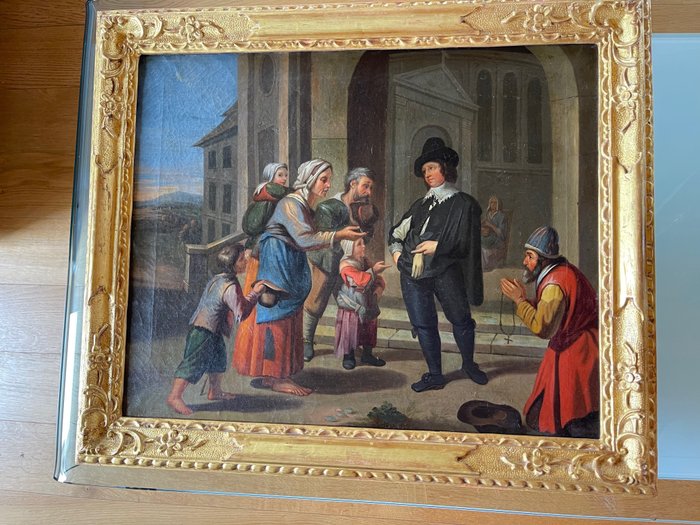 Scuola Olandese (XVIII), da Abraham Willemsens - Signore che offre l’elemosina al popolo