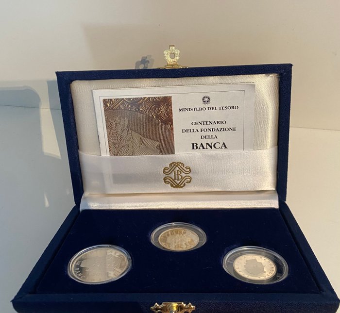 Italien. 100 Lire / 200 Lire / 500 Lire 1993 Centenario della Fondazione della Banca d’Italia - Trittico  (Ingen mindstepris)