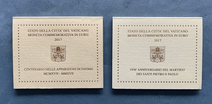 Vatikanstaten. 2 Euro 2017 "Sint Petrus en Paulus" + "100 jaar verschijning Fatima" (2 stuks)  (Ingen mindstepris)