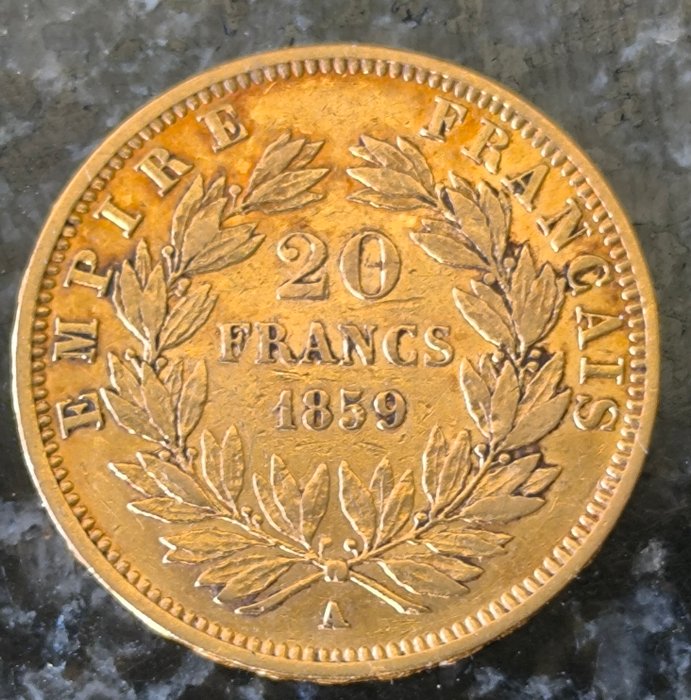 Frankrig. Napoléon III (1852-1870). 20 Francs 1859-A, Paris