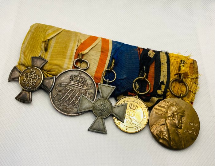 Tyskland - Hær/infanteri - Militærmedalje - Ordensspange. Barette af 5 medaljer 1870/1914