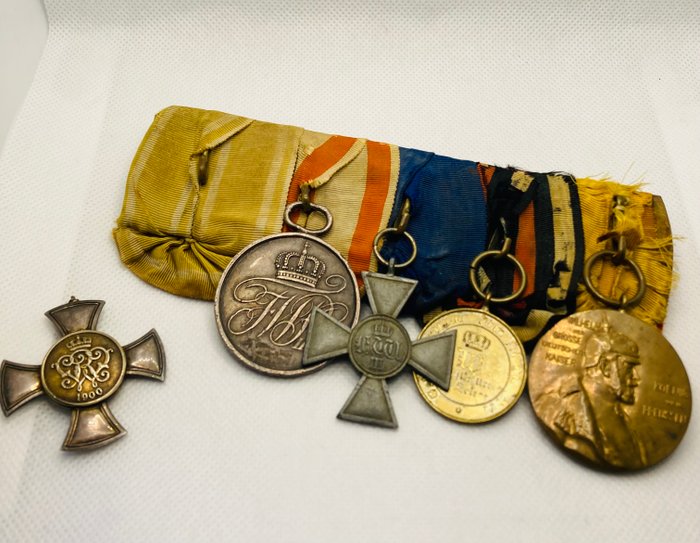 Tyskland - Hær/infanteri - Militærmedalje - Ordensspange. Barette af 5 medaljer 1870/1914