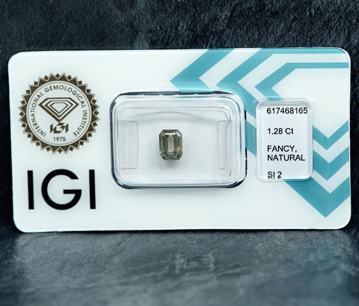 1 pcs Diamant  (Naturfarvet)  - 1.28 ct - Fancy light Grålig Gul - SI2 - International Gemological Institute (IGI)