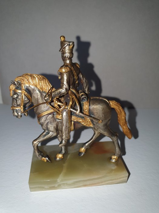 Statue, 7 statuine in argento con rifiniture in oro zecchino di Anna Danesin una a cavallo rara - 10 cm - Sølv