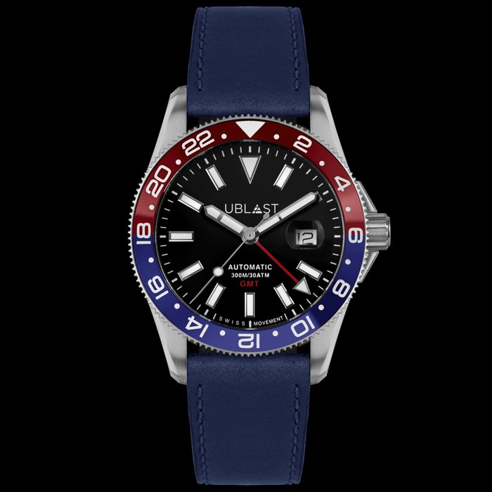 Ublast - Royal GMT Professional - UBRG44BBR/PLB - Automatic Swiss MOVT - Mænd - Ny