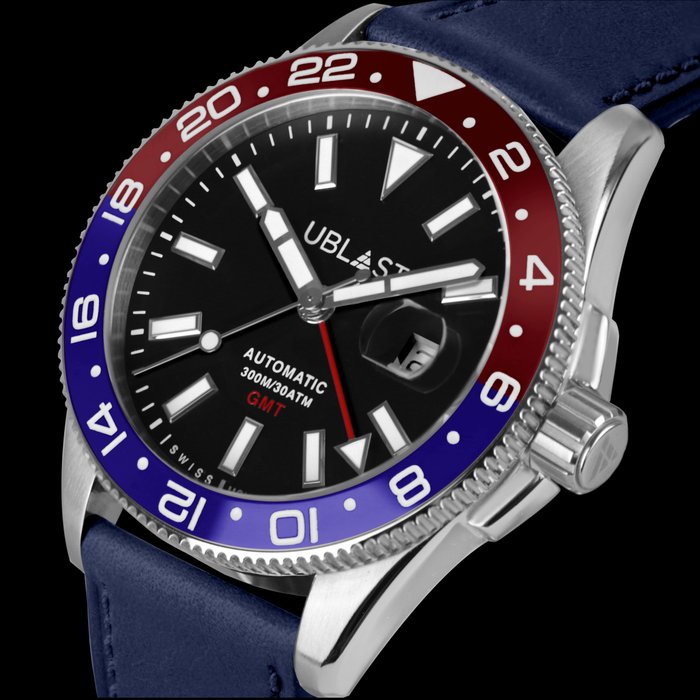 Ublast - Royal GMT Professional - UBRG44BBR/PLB - Automatic Swiss MOVT - Mænd - Ny