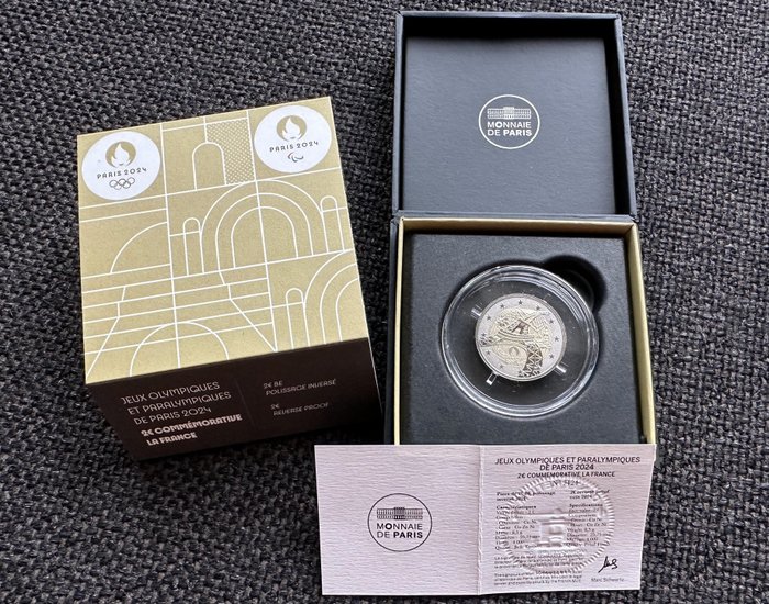 Frankrig. 2 Euro 2024 "La Tour Eiffel Danse + Polissage Inversée" (2 stuks) Proof  (Ingen mindstepris)