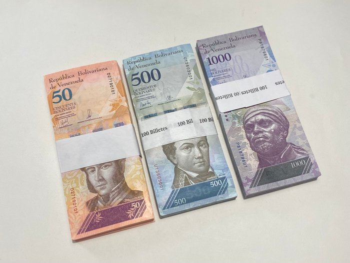 Venezuela. - 100 x 50, 100 x 500, and 100 x 1000 Bolívares - (2017-2018) - Pick 94, Pick 95 and Pick 105 - 3 Bundles  (Ingen mindstepris)