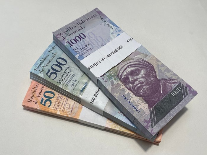 Venezuela. - 100 x 50, 100 x 500, and 100 x 1000 Bolívares - (2017-2018) - Pick 94, Pick 95 and Pick 105 - 3 Bundles  (Ingen mindstepris)