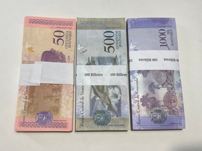 Venezuela. - 100 x 50, 100 x 500, and 100 x 1000 Bolívares - (2017-2018) - Pick 94, Pick 95 and Pick 105 - 3 Bundles  (Ingen mindstepris)