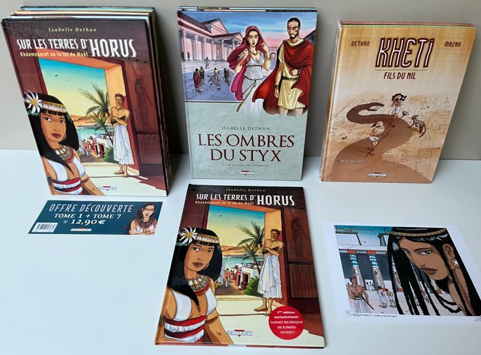 Isabelle Dethan - 3 séries complètes - Sur les Terres d'Horus + Kheti fils du nil + Les Ombres du Styx + ex-libris - 16x C - 16 Albums - Første udgave - 2001/2014