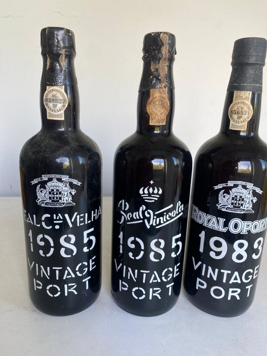 Vintage Port: 1983 Royal Oporto, 1985 Real Companhia Velha  1985 Real Vinícola -  Douro  - 3 Flasker (0,75 L)