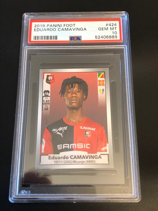 2019 Panini Foot France #424 Eduardo Camavinga - Rookie Sticker - PSA 10