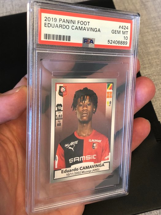 2019 Panini Foot France #424 Eduardo Camavinga - Rookie Sticker - PSA 10