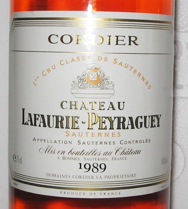 1989 Château Lafaurie-Peyraguey - Sauternes 1er Grand Cru Classé - 2 Flasker (0,75 L)