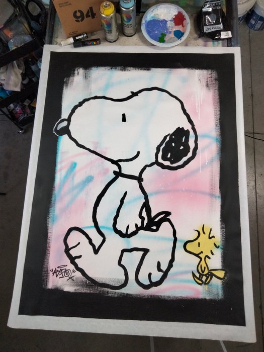 Hipo (1988) - Snoopy  Woodstock - Walking clears your mind (XL Original artwork)