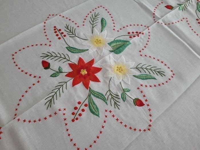 Christmas tablecloth hand embroidered - Dug  - 270 cm - 175 cm