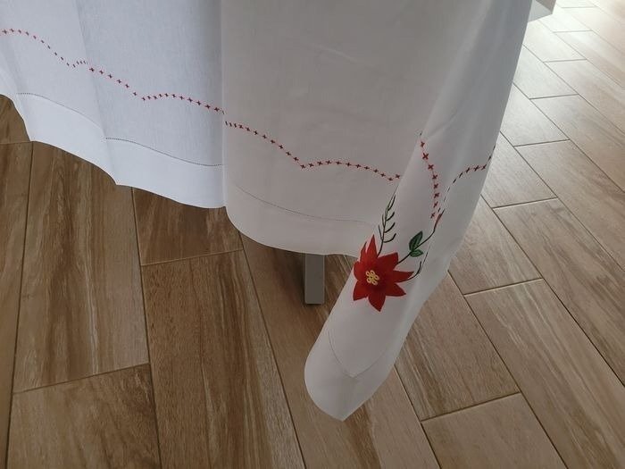 Christmas tablecloth hand embroidered - Dug  - 270 cm - 175 cm