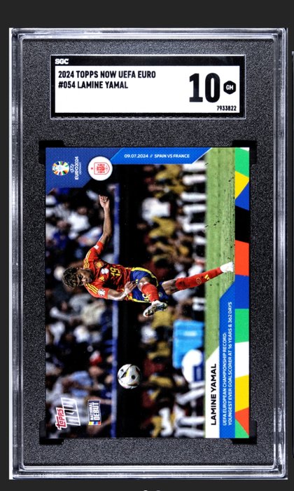 2024 Topps Now Euro Uefa Lamine Yamal #54 Youngest ever goalscorer at 16 years  362 days SGC 10 - 1 Graded card