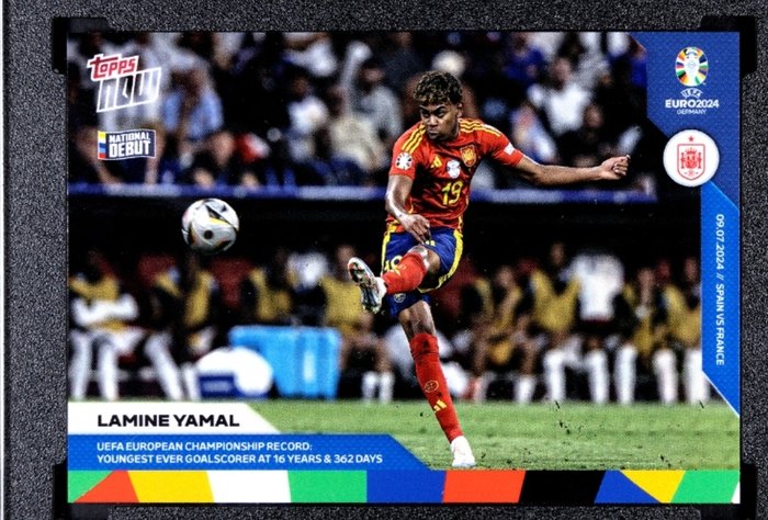 2024 Topps Now Euro Uefa Lamine Yamal #54 Youngest ever goalscorer at 16 years  362 days SGC 10 - 1 Graded card