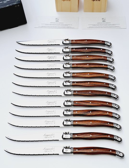 Laguiole - 12x Steak Knives - Brown - style de - Bordknive sæt (12) - Rustfrit stål