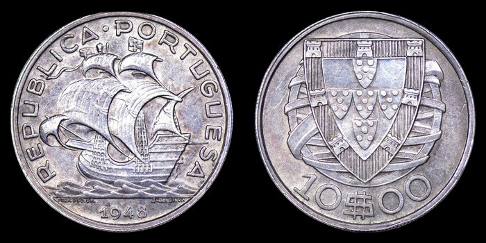 Portugal. Republic. 10 escudos 1948 - Escassa  (Ingen mindstepris)