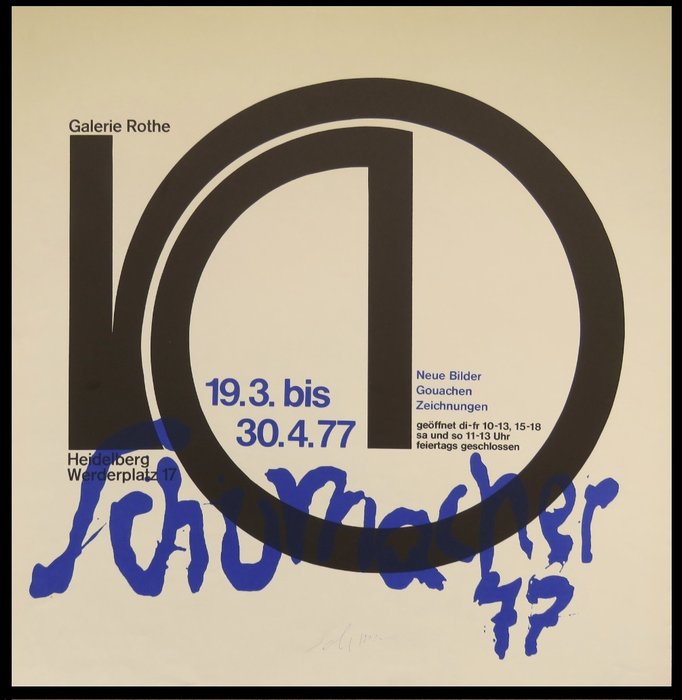 Emil Schumacher - Affiche originale d'exposition - Heidelberg - 1977 - signée à la main