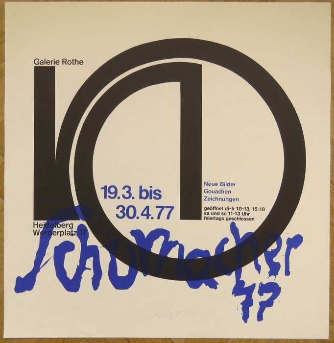 Emil Schumacher - Affiche originale d'exposition - Heidelberg - 1977 - signée à la main