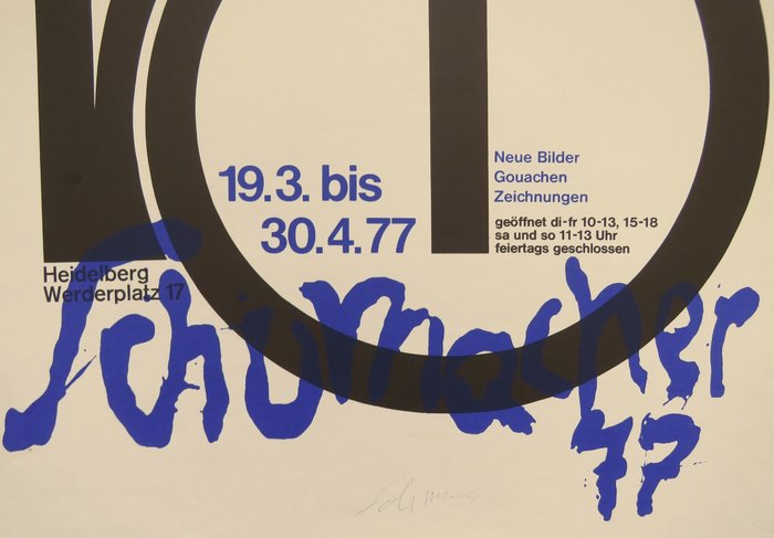 Emil Schumacher - Affiche originale d'exposition - Heidelberg - 1977 - signée à la main