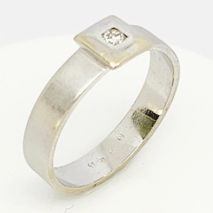 Ring - 18 kraat Hvidguld -  0.04ct. tw. Diamant (Natur)