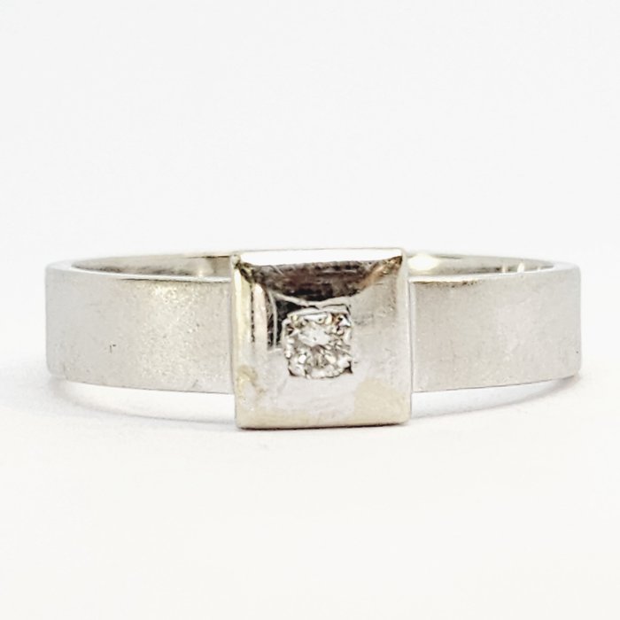 Ring - 18 kraat Hvidguld -  0.04ct. tw. Diamant (Natur)