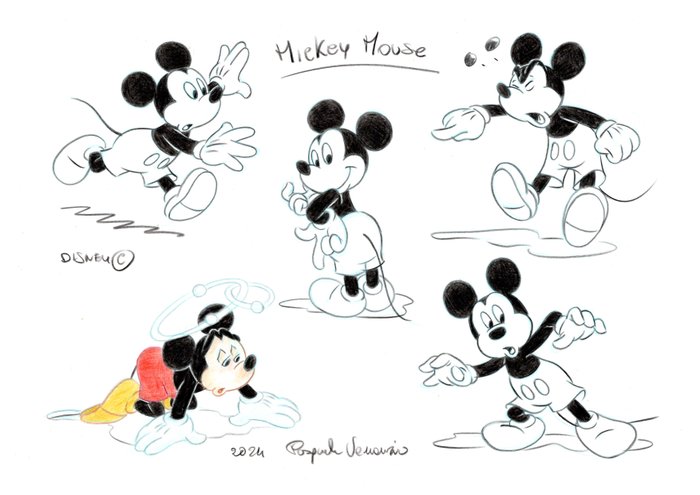 Venanzio, Pasquale - 1 Original drawing - Mickey Mouse - Mickey's poses - 2024