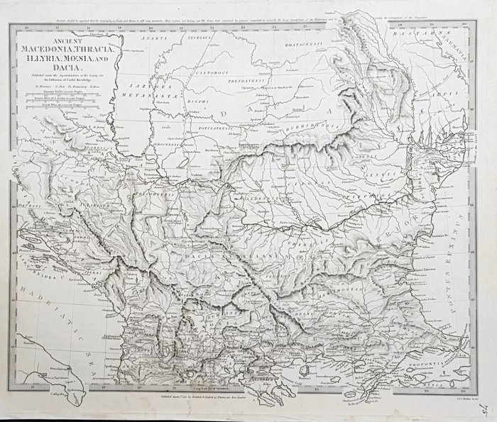 Rumænien - Makedonien, Thrakien, Illyrien, Moesia og Dacia; SDUK - The Society For The Diffusion of Useful Knowledge fl. 1829-76 - Ancient Macedonia, Thracia, Illyria, Moesia and Dacia - 1821-1850