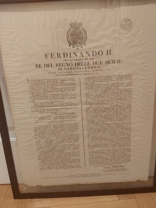 Dokument - Ferdinando II di Borbone - regio editto del 1841 - 1841