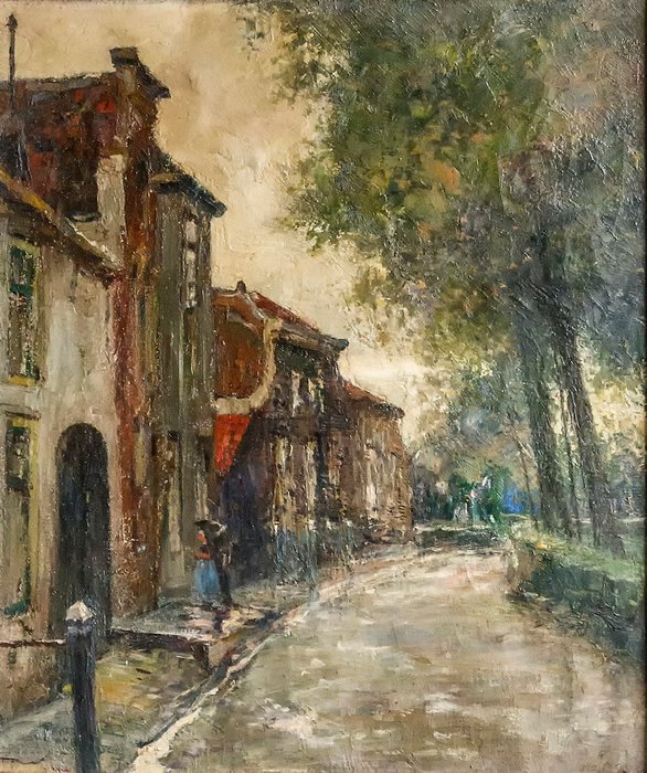 Julien CÉLOS (1884-1953) - La rue sous la pluie