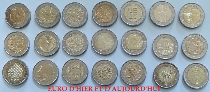 Europa. 2 Euro 2009/2023 (21 monnaies)  (Ingen mindstepris)