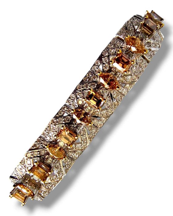 Armbånd - 18 kraat Hvidguld, 18K hvidguld  diamanter armbånd 4,8 karat diamanter  7,2 ct champagne diamanter 45 gram -  12.00ct. tw. Diamant (Natur)  - Diamant