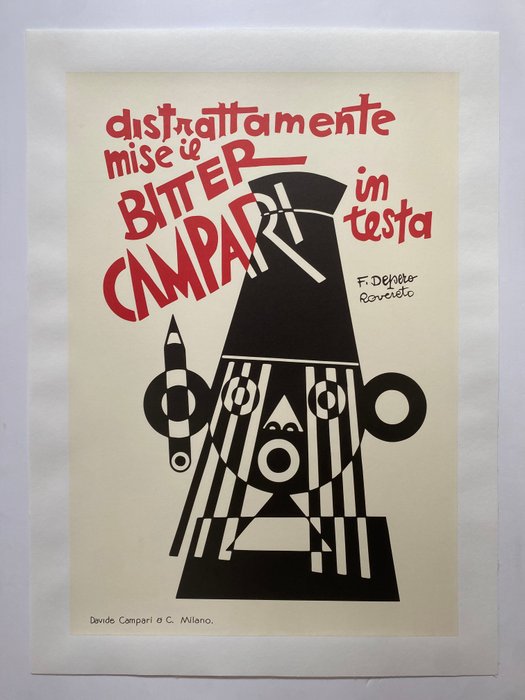 Fortunato Depero - Distrattamente mise il BITTER CAMPARI in testa - 1970‹erne