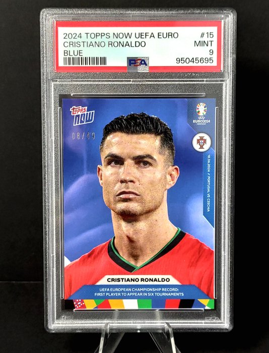 2024 Topps Now UEFA Euro Cristiano Ronaldo #15 Blue /49 PSA 9 Graded card