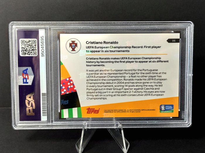 2024 Topps Now UEFA Euro Cristiano Ronaldo #15 Blue /49 PSA 9 Graded card