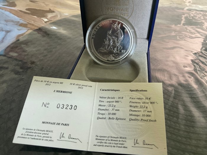 Frankrig. 10 Euro 2012 "L'Hermione" Proof  (Ingen mindstepris)