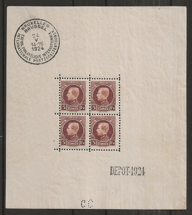 Belgien 1921/1929 - Lille og Stor Montenez med blok - OBP/COB 187 211/19 289/92 BL1