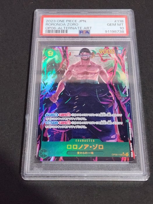 One Piece Card game Graded card - PSA 10 One Piece card game Japanese OP06 WINGS OF THE CAPTAIN RORONOA ZORO ALTERNATE ART (B) - RORONOA ZORO - PSA 10